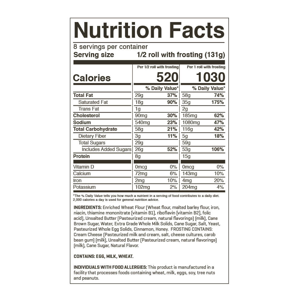 Cinnamon Rolls Nutrition Facts