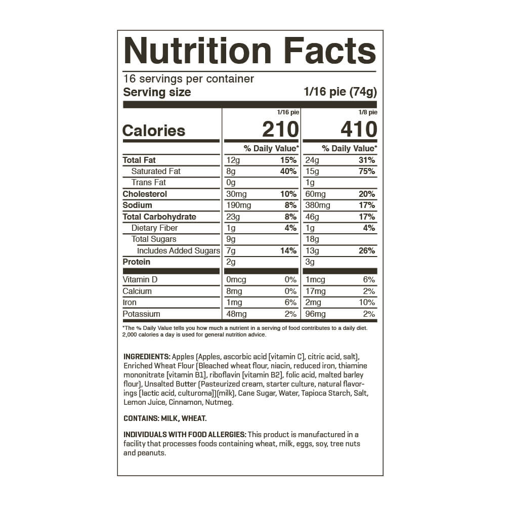 French Apple Pie Nutrition Facts