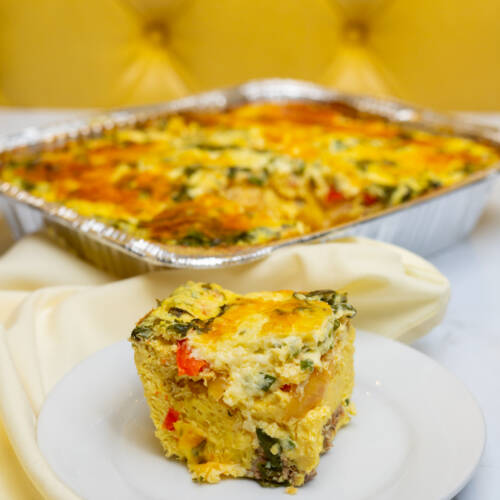 Egg hotdish piece on plate 2
